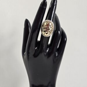 Sterling Silver 925 Hammered Silver Ring with Oval Setting